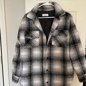 CJLA neutral plaid quilt lined jacket